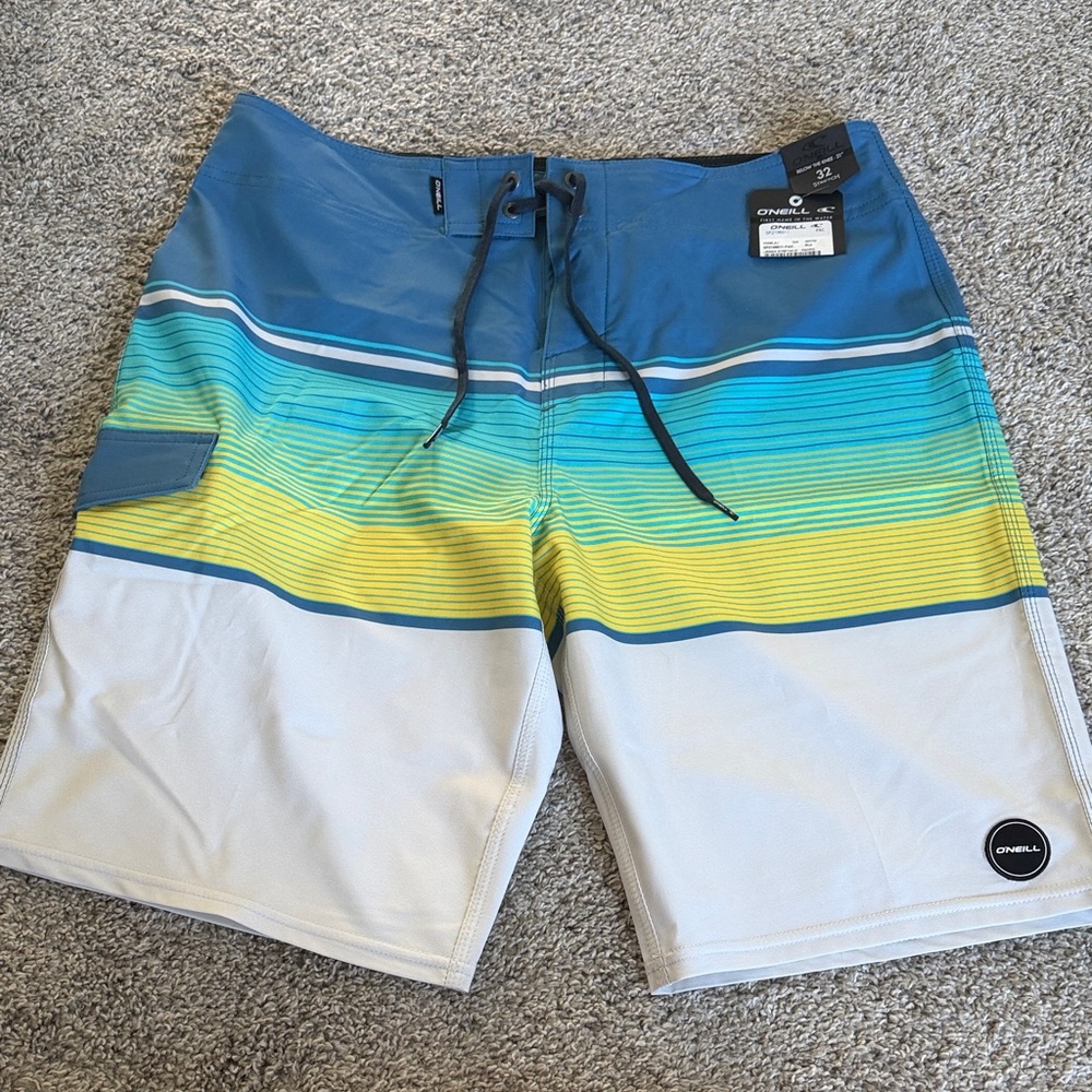 O'Neill Men's Blue and Yellow Gradient Board Shorts